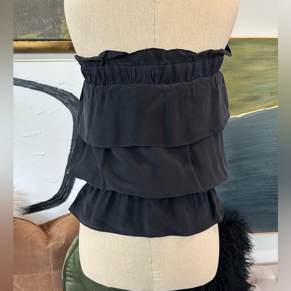 Ty Collection by Tiffany Saidnia 💯 Silk Strapless Ruffle Button Down Blouse - Picture 8 of 9